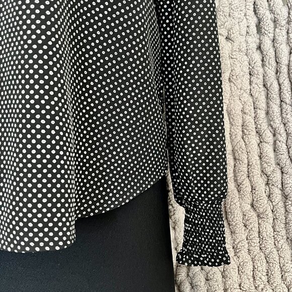 Vintage Inspired Pleione Black & White Polka Dot Ruffle Blouse Size Medium - Picture 6 of 12